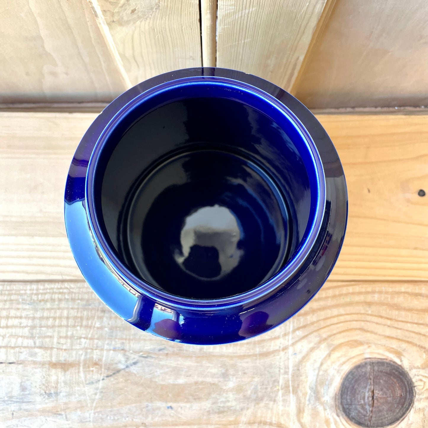 Large Hornsea Blue Heirloom Flour storage jar