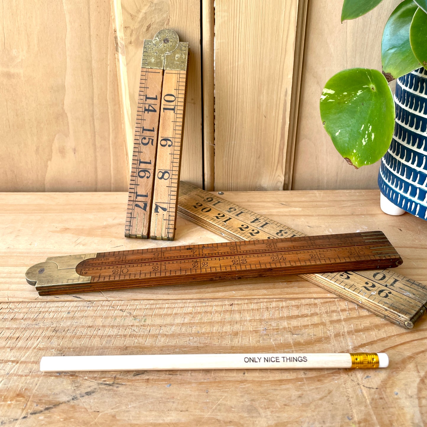 Vintage Folding Boxwood Rules