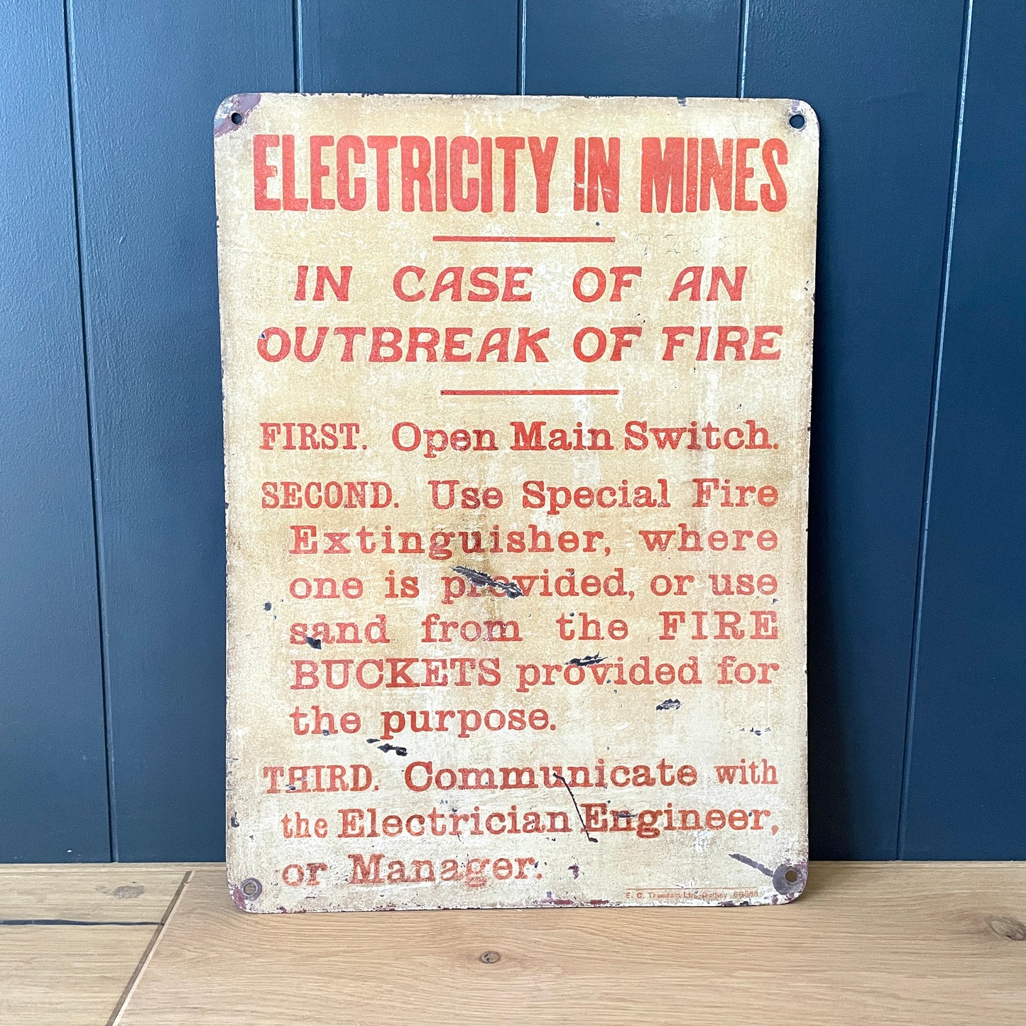 Original Enamel Fire Safety Sign