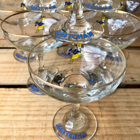 Vintage Timeworn 1970s Babycham glass