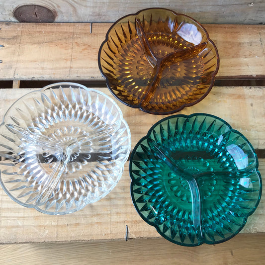 Pressed glass divided dish