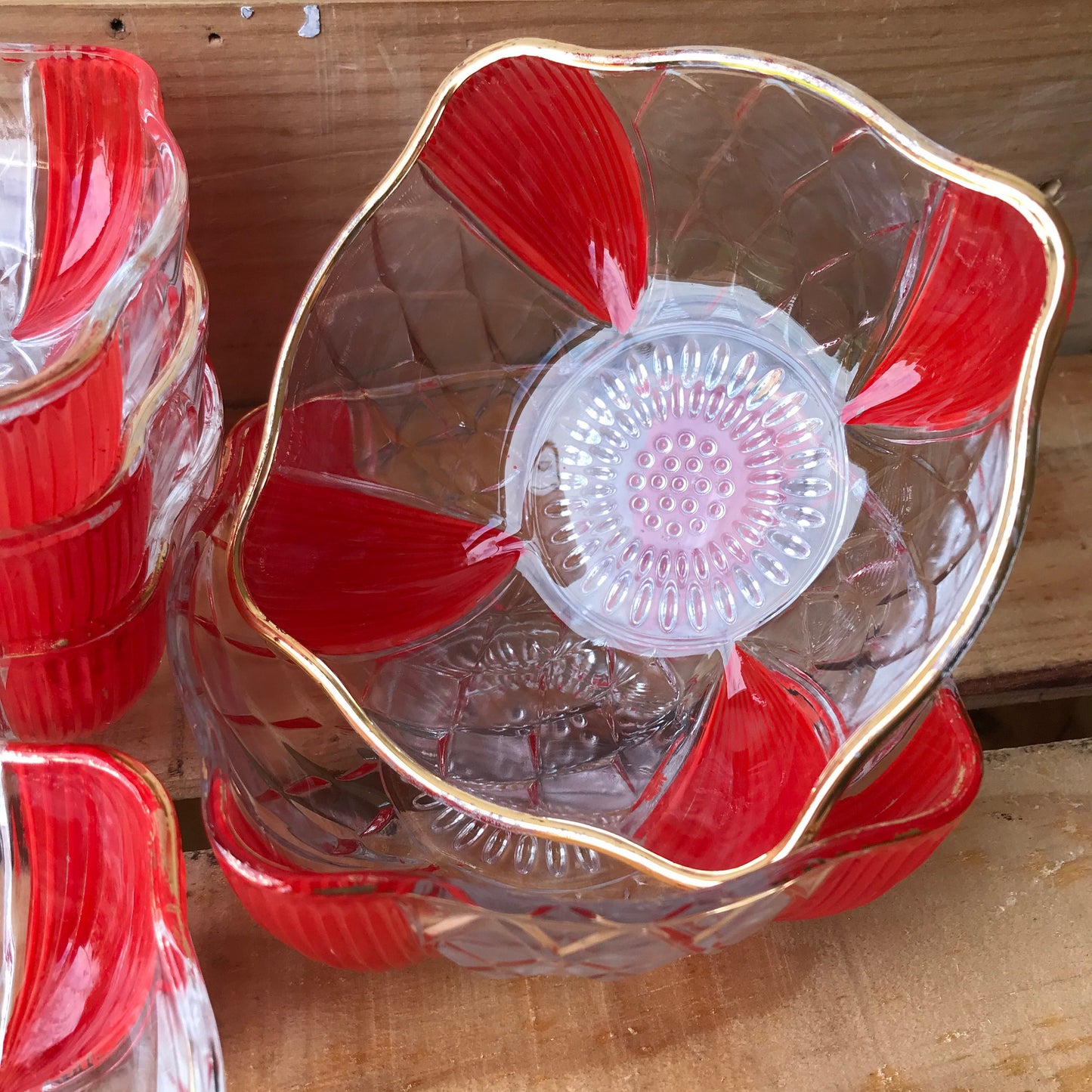 Vintage glass sundae dishes set