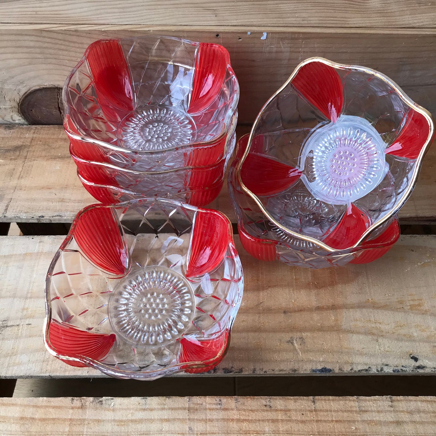 Vintage glass sundae dishes set