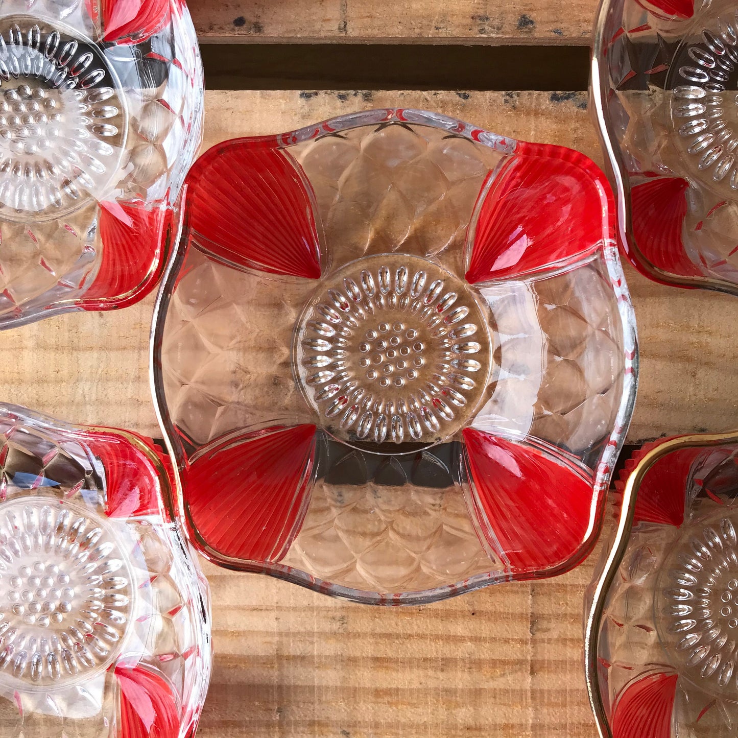 Vintage glass sundae dishes set