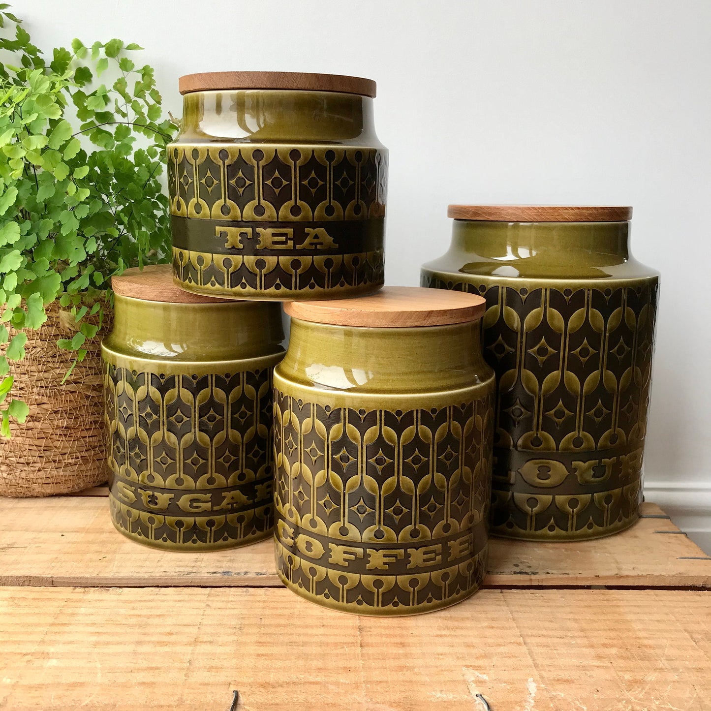 Hornsea green Heirloom storage jars