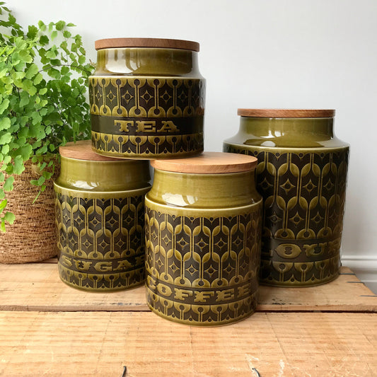 Hornsea green Heirloom storage jars
