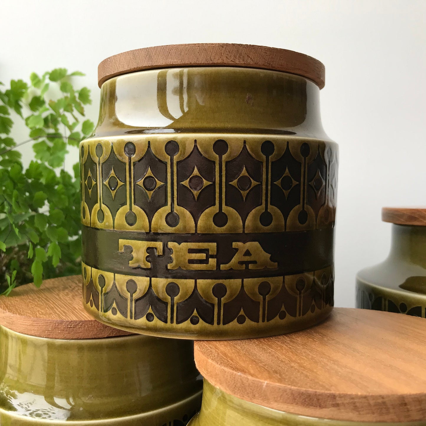 Hornsea green Heirloom storage jars