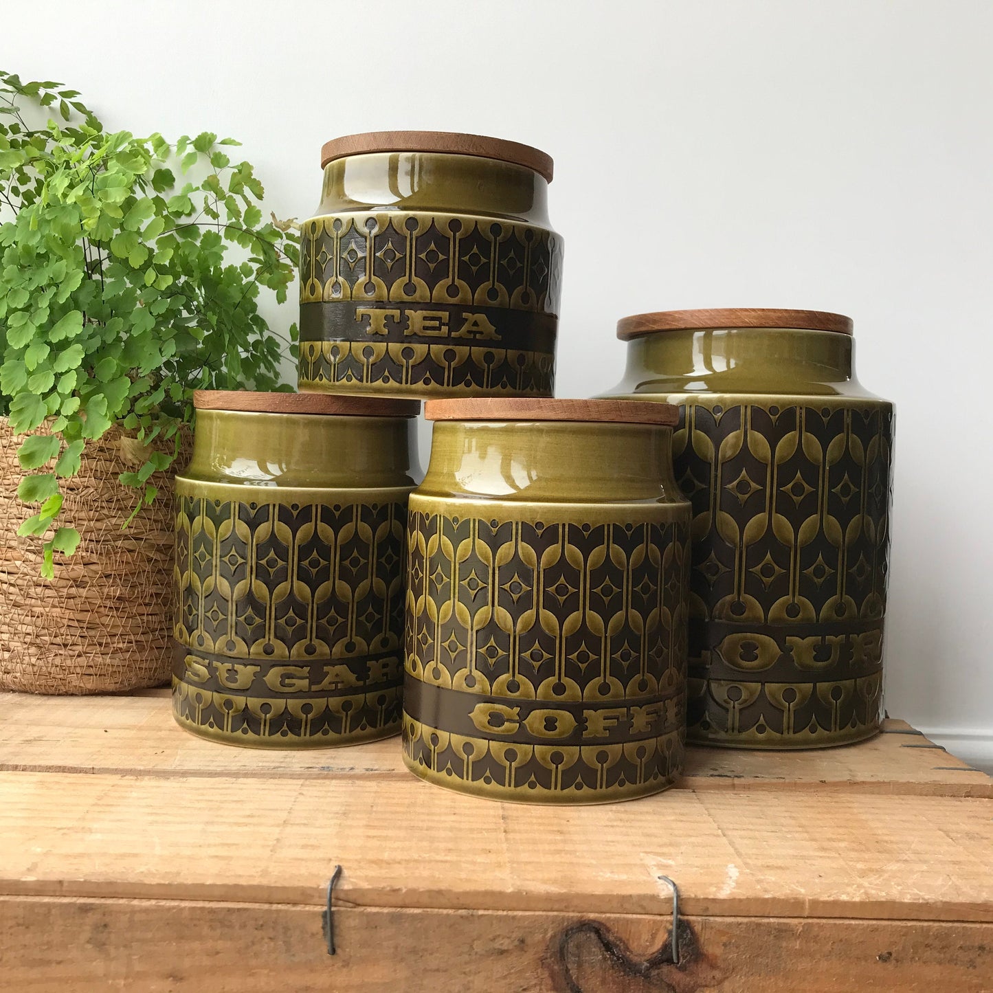 Hornsea green Heirloom storage jars