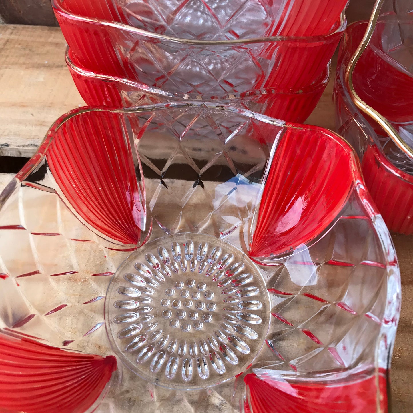 Vintage glass sundae dishes set