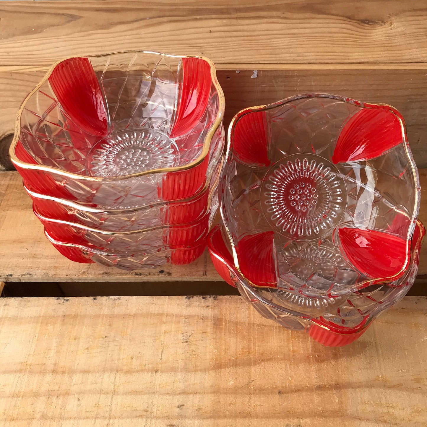 Vintage glass sundae dishes set