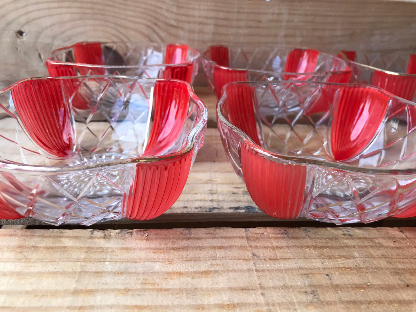 Vintage glass sundae dishes set