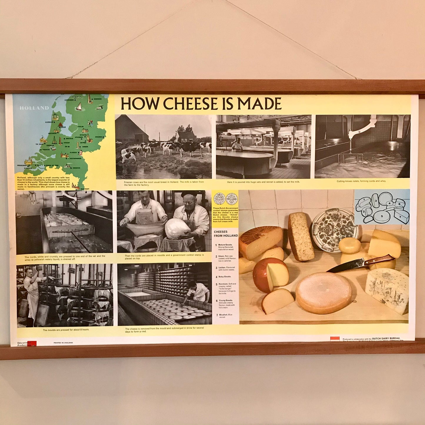 Vintage educational poster: How Cheese is made.