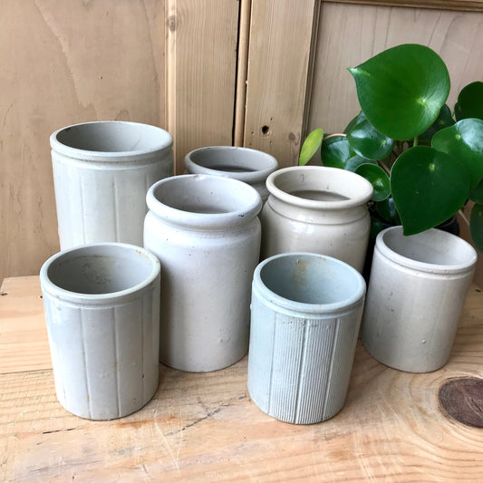 Vintage large cream stoneware jars